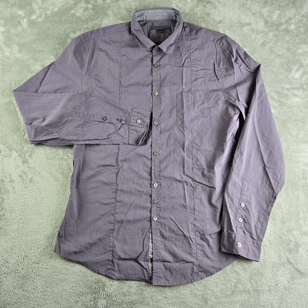 John Varvatos Shirt Mens Medium Purple Long Sleeve Casual Party Office Career